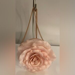 Pink Floral Bag with Rose gold colour chain NWOT